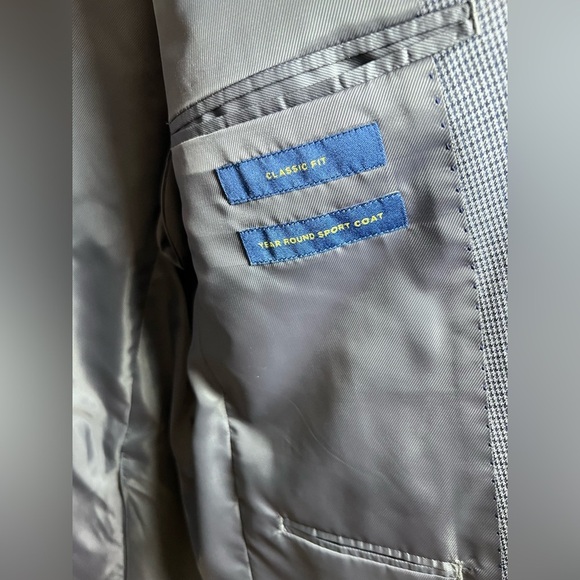 Stafford NWT Signature Sport Coat size 42 Navy/Gray Houndstooth w/Pockets - Picture 12 of 12